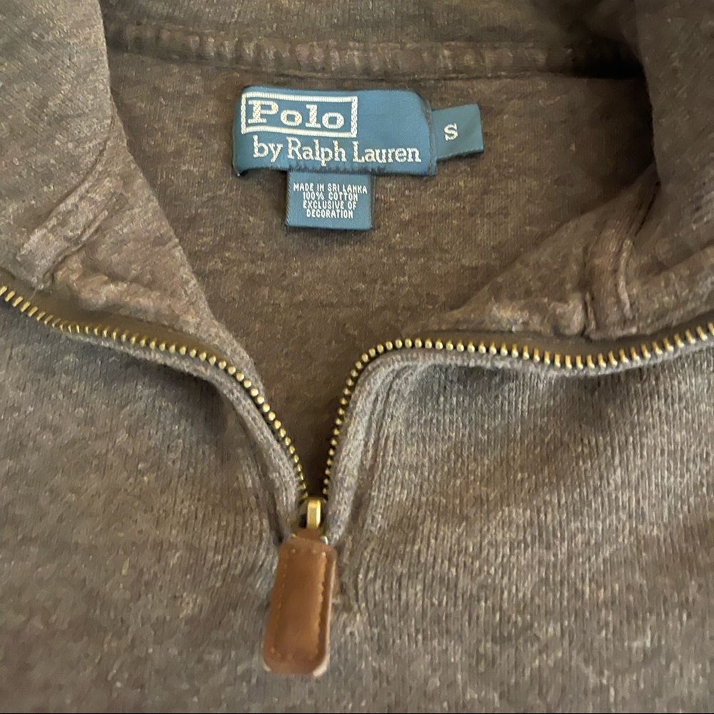 Polo 1/4 zip pullover. Heather brown. Size Small.